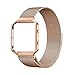 Produktbild Fitbit Blaze Armband + Frame, Milanese Schlaufe Edelstahl Smart Watch Armbänder mit Magnet-Verschluss(ohne Schnalle) und Metallrahmen von einBand für Fitbit Blaze Smart Fitness Watch Von einBand, Rose Gold, Large