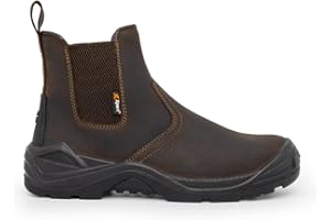 Xpert - Defiant S3 Safety Dealer Boots. Pull On Chelsea Steel Toe Cap Shoes, Comfortable And Water Resistant Work Boots For Men With Midsole Design For Safety and Ankle Support
