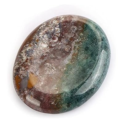 Artistone 2" Crystal Worry Stone,polished Natural Ocean Jasper Chakra Reiki Healing Thumb Stones For Anxiety Meditation Stress Release With Gift Box