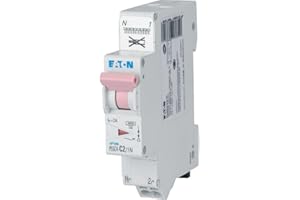 EATON 109125 PLGC4-C2/1N - DISJONCTEUR MODULAIRE PH/N - Blanc - MANETTE ROSE - 1P+N / 2 A - COURBE C - Raccordement direct sans vis