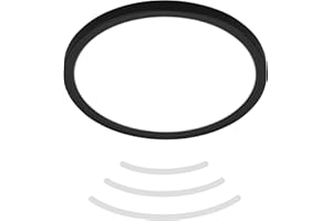 BRILONER - Lámpara de techo LED con detector de movimiento 3m de alcance IP44, color de luz blanco neutro, lámpara de baño, 24x3 cm, negro