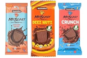 HEART FOR CARDS 3x MrBeast Feastables Barrette di Cioccolato - Nuovo Pacchetto Degustazione con 3 Gusti - Senza Latticini - Cioccolato in 3 Varianti