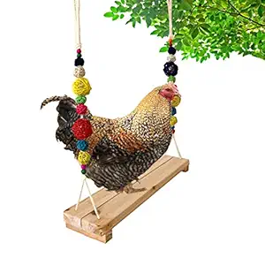 Vehomy Chicken Swing Chicken Perch Chicken Wood Stand Chicken Toy for Hens Handmade Chicken Swing Stand Toy for Large Bird Parrot Hens Macaw