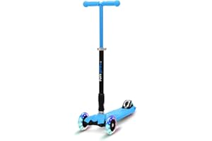 fun pro Two Patinete - El Patinete Seguro Premium para niños, con LED en Las Ruedas, Plegable, a Partir de 5 años, hasta 80 KG de Carga, Certificado TÜV, Azul