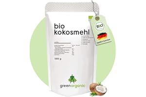 ‎GREENORGANIC BIO PREMIUM KOKOSMEHL - lower-Carb, glutenfrei, vegan, entölt, proteinreich, ballaststoffreich, Paleo Superfood, nachhaltig und fair angebaut, 1000g