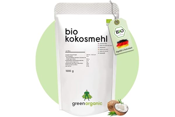 FARINE DE NOIX DE COCO BIOLOGIQUE PREMIUM - faible en glucides, sans gluten, végétalienne, déshuilée, riche en protéines, riche en fibres, cultivée de manière durable et équitable, 1000 g