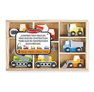Melissa & Doug 13180 Ensemble de Véhicules de Chantier en Bois 8 Pièces