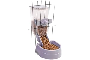 ONCPCARE 1L Rabbit Cage Automatic Feeder Food Dish Small Animal Bin Feeder with Lid for Bunny Cat Ferret Chinchilla Guinea Pig