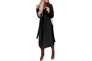 ‎BIBOKAOKE BIBOKAOKE Damen Mantel Elegant Revers Langarm Wintermantel Lang Trenchcoat Warm Frauenmantel Business Blazermantel mit Gürtel Lose Outwear Herbst Winter Übergangsjacke Winterjacke Oberteile