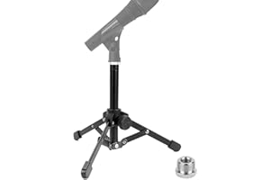 Geekria Tischstativ-Mikrofonständer, Desktop-Mikrofonständer mit faltbaren, rutschfesten Füßen, kompatibel mit Behringer XM8500, C-1, CAD Audio GXL2200, U49, Marantz Pro MPM-1000, Nady SCM-1000
