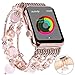 Produktbild YCCY Band for Apple Iwatch Bling Pink Beaded Faux Pearl Strap Replacement iWatch Strap Women for Iwatch Series 2 Series 1 Sports Edition (Pink - 38mm)