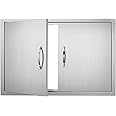 VEVOR BBQ Access Door, 838x558 mm Double Outdoor Kitchen Door, Stainless Steel Flush Mount Door, Wall Vertical Door with Handles, for BBQ Island, Grilling Station, Outside Cabinet