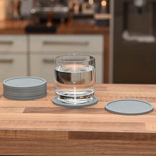 Coastee Silikon-Untersetzer – 8 Stück, grau, Glasuntersetzer-Set für Bar, Wohnzimmer, Küche - 5