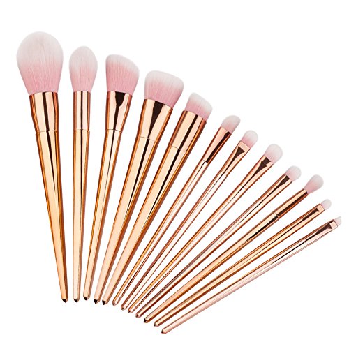 Oshide 12 Stück Make up Pinsel Set einschließlich Foundation Puder Bürste Lidschatten Eyeshadow Blush Lippe Kosmetik Pinsel Werkzeuge – Rose Gold - 2