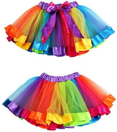 Clearance!!Fashion Kids Baby Girls Off Shouler Rainbow Pettiskirt Bowknot Skirt Dress Dancewear (Asian:L/7-9Y, Multicolor)