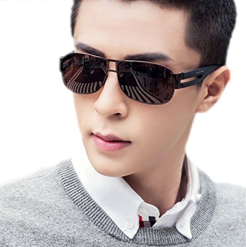 HCIUUI New men's sunglasses men's polarized lenses tide people drive retro sunglasses male driving mirror driver sunglasses men,Brown frame (Gift box packaging)