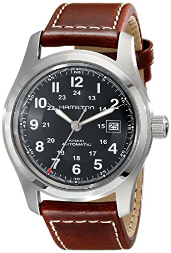 HAMILTON MEN'S BROWN LEATHER BAND STEEL CASE AUTOMATIC ANALOG WATCH H70555533