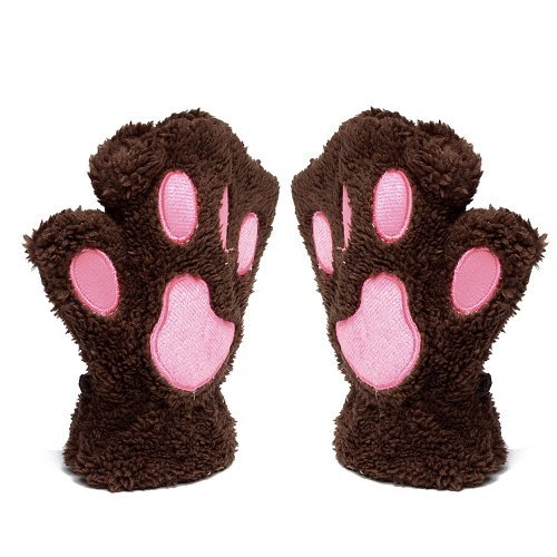Mitones Katomi para otoño e invierno con diseño en forma de garra de oso y de gato, gruesos y de abrigo Marrón marrón Tamaño libre
