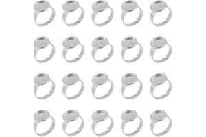 UNICRAFTALE 50PCS Basi per Anello in Acciaio Inossidabile Basi per Anello Regolabile Barretta Vuota Base Piatta Rotonda Cabochon Bianco Impostazione Castone Vuoto Vassoio Anello Componenti