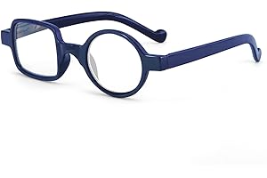 Kodilin Occhiali da Lettura Rotondi e Quadrati, Anti Luce Blu per Computer o Gaming, Cerniera a Molla, per Uomo e Donna - 1.0, 1.5, 2.0, 2.5, 3.0, 3.5 (Blu, 2.0)