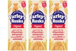 LINENVALE Golden Baked Goodness with Farley's Rusks Orignal Rich in Vitamins & Minerals including Iron and Calcium | Baby Cookies for 4 Months Onwards 9pcs x 3 Packs