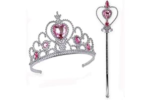 SAMANTHA Princesse Tiara Crown, Diadème Couronne Princesse, Pour la Fête D'anniversaire des Petites Filles et le Jeu D'imitation D'Halloween (Rose Rouge)
