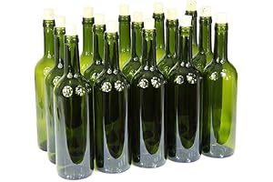 Vinflaskor med eller utan korkar, tomma glasflaskor på 750 ml för flaskor för sprit eller vin i 3 färger, olivgrön, 24 st. me