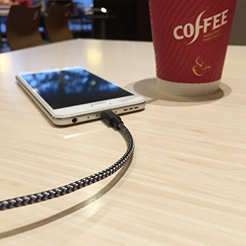 Cavo Micro USB Carica Rapida J Jecent [3 Pezzi 2m] lungo Nylon Intrecciato Cavi Cavetto Ricarica Android per Samsung Galaxy S3 / S4 / S5 / S6 Edge S7 /Note 3 / 4 / 5, HTC, Sony, Nexus, Nokia, Motorola, Huawei, LG, Kindle e Altro - Nero e Argento