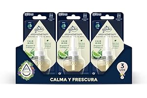 Glade Aromatherapy Eléctrico Líquido con Aceites Esenciales, Fragancia Calm Mind. Pack de 3 Recambios