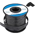 Aibole PET Expandable Braided Sleeving Wire Loom 1/4 inch Cable Sleeves Cable Wrap 100 Feet Automotive Wire Sleeve Tubing Desk Wire Organizer for Home Office, Prevent Pet from Chewing Cords - Black