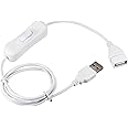 sourcing map USB Cable with ON/Off Switch, USB Male to Female Extension Cord 1M White, for LED Desk Lamp LED Strip