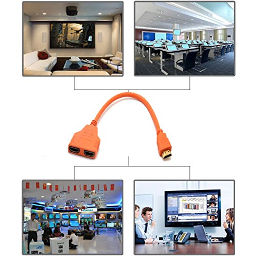 Generic 30cm 1080p Dual HDMI-Anschluss Adapter Männlichen Zu Weiblichen 1in 2-Splitter Kabel-Adapter Für TV – Orange - 2