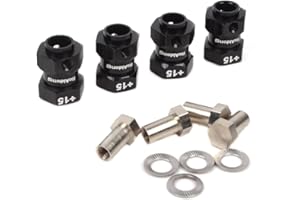 RCAIDONG RC 15MM Extension Adaptor Wheel HEX Hub 12MM Upgrade Length for 1/10 RC Traxxas Trx4 TRX-4 Upgrade Accessories (Black)