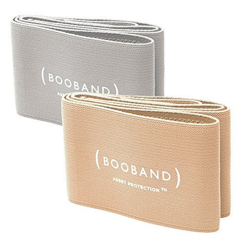 Booband Adjustable Breast Support Band Sports Bra Alternative, Beige & Grey Bundle