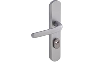 Vachette Poignée de Porte sur Plaque Sécumax One - Version Clé I, Entraxe 195 mm - Pose Facile - en Aluminium - Protecteur de Cylindre Inox Ajustable de 5 mm - Anodisé Argent - Garantie 10 Ans