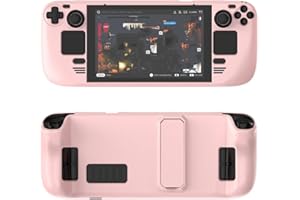 YEVZYDC Colorful Protective Case Suitable for Steam deck PC Material Full Cover Protective Case with Stand Skin-friendly Feel Game Console Accessories (pink)