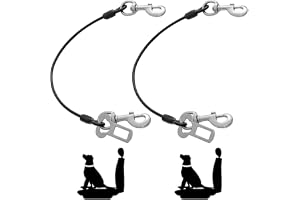 Azonee Dog Seat Belt Harness for Car, 2Pcs Seatbelt of Coated Wire Leash Safety Restraint, No Chew Tether Cable Vehicle Accessories With Double Clips (Black*2, 24 Inch/60 Cm)