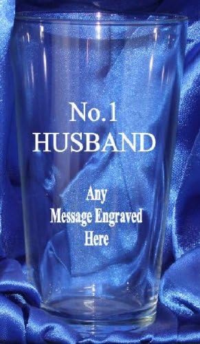 ENGRAVED NO1 HUSBAND PINT GLASS PG66 IN SILK LINED GIFT BOX