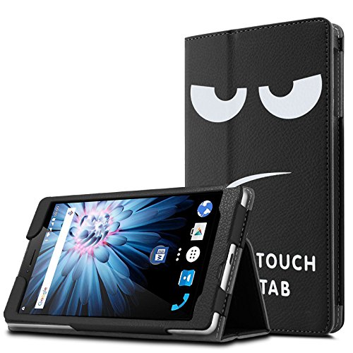 Odys Pluto 7 Hülle Case, Infiland Slim Fit Folio PU-lederne dünne Kunstleder Schutzhülle Cover Tasche für Odys Pluto 7 17,7 cm (6,98 Zoll HD IPS Display) Phablet (mit Auto Schlaf / Wach Funktion)(Große Augen)