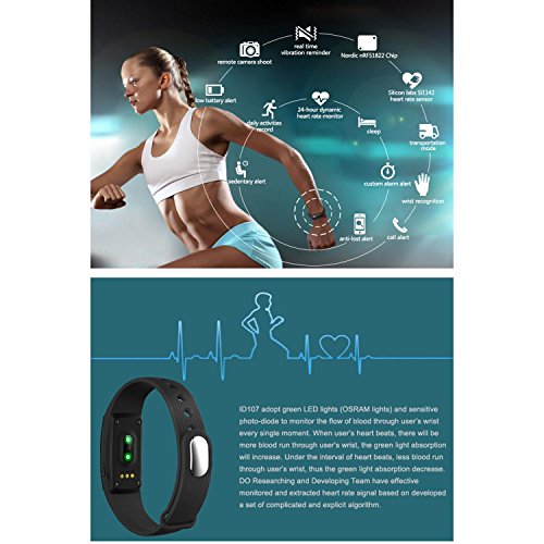 KOBWA Fitness-Tracker-Herzfrequenz Fitnessarmband- Pulsuhr Aktivitätstracker Wasserdicht- Smart Bracelet – Smartwatch für Android Smartphone und IPhone IOS,Schrittzähler, Kalorienzähler, Schlaf-Monitor,Push-Message und Anrufer – ID Benachrichtigung - 4