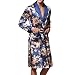 Produktbild Herren Kimono Morgenmantel Satin Bademäntel Nachtwäsche mit Drache Muster Seidenrobe Lang Stil, Rot/Blau
