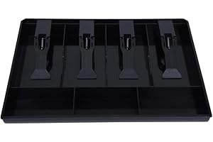 Fydun kasa fiskalna wkładana taca, kasa fiskalna wkładana taca wymienna 4 rachunki 3 pudełko do przechowywania monet (czarny)