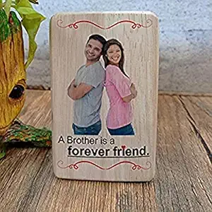 Giftsvalla Wooden Engraved Photo Gift for Brother Sister Birthday Special (4x5in)