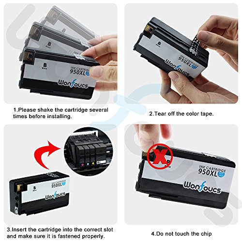 Wonfoucs Kompatible Tintenpatronen Als Ersatz für HP 950XL 951XL officejet pro 8620 8610 8600 Plus 276dw 8100 8615 251dw 8625 8660 8640 8630 Drucker (1 x Schwarz , 1 x Cyan ,1 x Magenta , 1 x Gelb) - 2