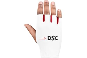 DSC Atmos1 Fingerless Lycra Back Cricket Batting Inner Gloves, Color: White, Size: Mens, Material: Cotton, With PVC Cuffs, Superior Rubber Grip, ‎Slip Resistant, Breathable