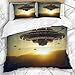 Produktbild Soefipok Bettwäschesets Verschwörung UFO Fotografie Außerirdische Invasion Raumschiffe Natur Marswissenschaft Sonnenuntergang Abduktion Mikrofaser Bettwäsche mit 2 Kissenbezügen
