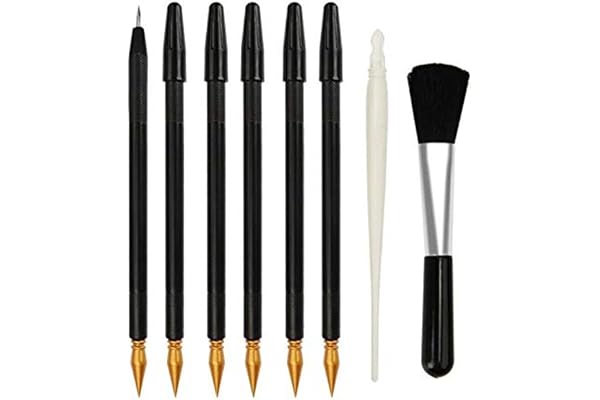 SUPVOX Kit De 8 Outils De Peinture à Gratter - 6pcs Grattoirs + 1pcs Brosse + 1pcs Stylo à Gratter, IdéAl Pour Dessin Et ActivitéS Manuelles