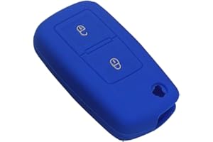 Happyit Silicona Caso de la Cubierta de la Llave del Coche para VW Volkswagen Amarok Polo Golf 4 5 6 MK4 Bora Jetta 2 Botones (Azul)
