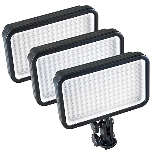 PIXAPRO® LED170 Three Units Daylight Dimmable On Camera LED Lighting Video Interview YouTube VLOG *2 Year UK Warranty *Fast Delivery *UK Stock *VAT Registered … (Three Units, Standard)