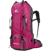 Bseash 60L Waterproof Lightweight Hiking Backpack with Rain Cover, Outdoor Sports Backpack for Climbing Camping and Tourism (